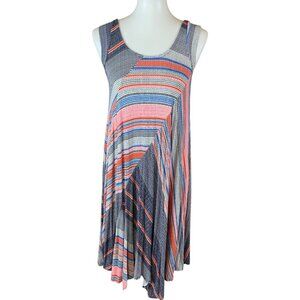 Weston Striped Asymmetrical Tank‎ Dress Small Boho Festival Swing Lightweight